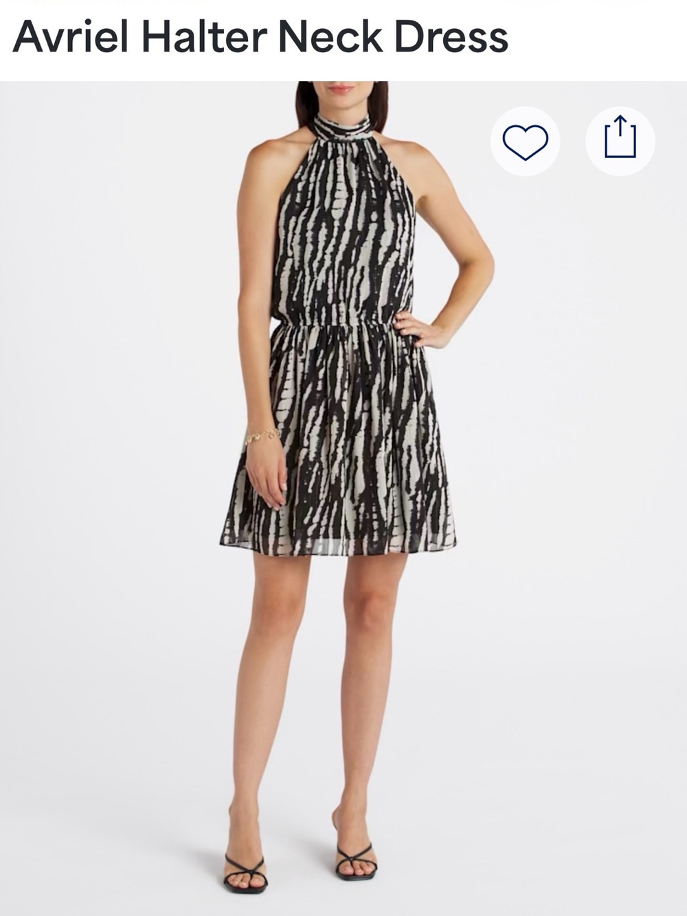 nine britton Black and White Halter Dress